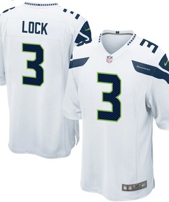 Seattle Seahawks Drew Lock 3 Game Jersey - White Jersey