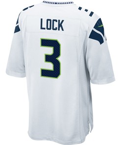 Seattle Seahawks Drew Lock 3 Game Jersey - White Jersey