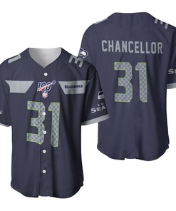 Seattle Seahawks Kam Chancellor #31 Nfl American Football Navy 100th Season 3d Designed Allover Gift For Seahawks Fans Baseball Jersey