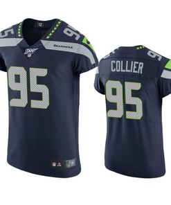 Seattle Seahawks L.j. Collier Navy 100th Season Vapor Elite Jersey