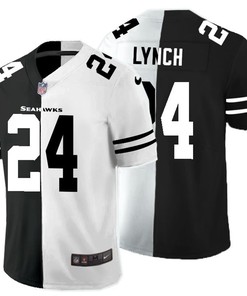 Seattle Seahawks Marshawn Lynch #24 Nfl 2020 Black And White Jersey