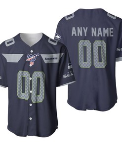 Seattle Seahawks Nfl American Football Navy 100th Season 3d Designed Allover Custom Gift For Seahawks Fans Baseball Jersey