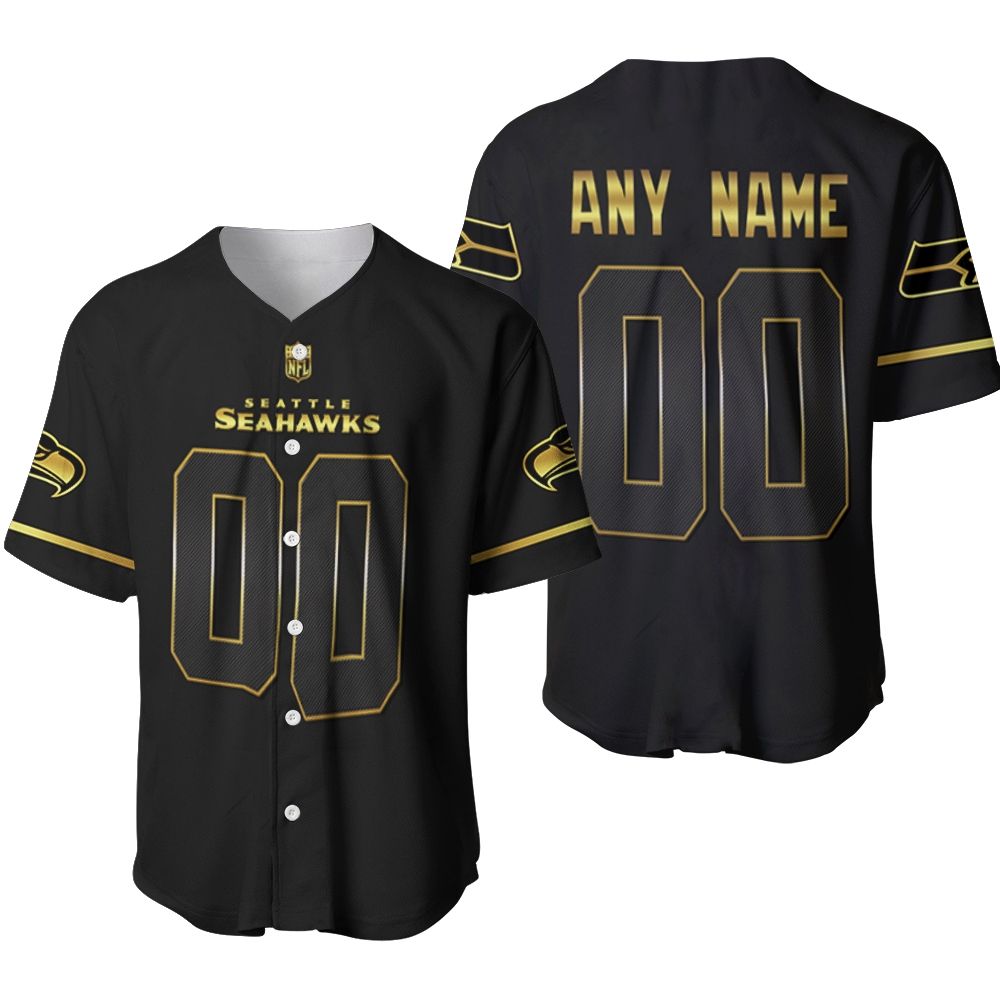 Seattle Seahawks Nfl American Football Team Black Golden Brandedition 3d Designed Allover Custom Gift For Seattle Fans Baseball Jersey