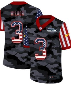 Seattle Seahawks Russell Wilson #3 Nfl 2020 American Flag Camo Jersey