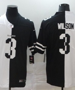 Seattle Seahawks Russell Wilson #3 Nfl 2020 Black And White Jersey