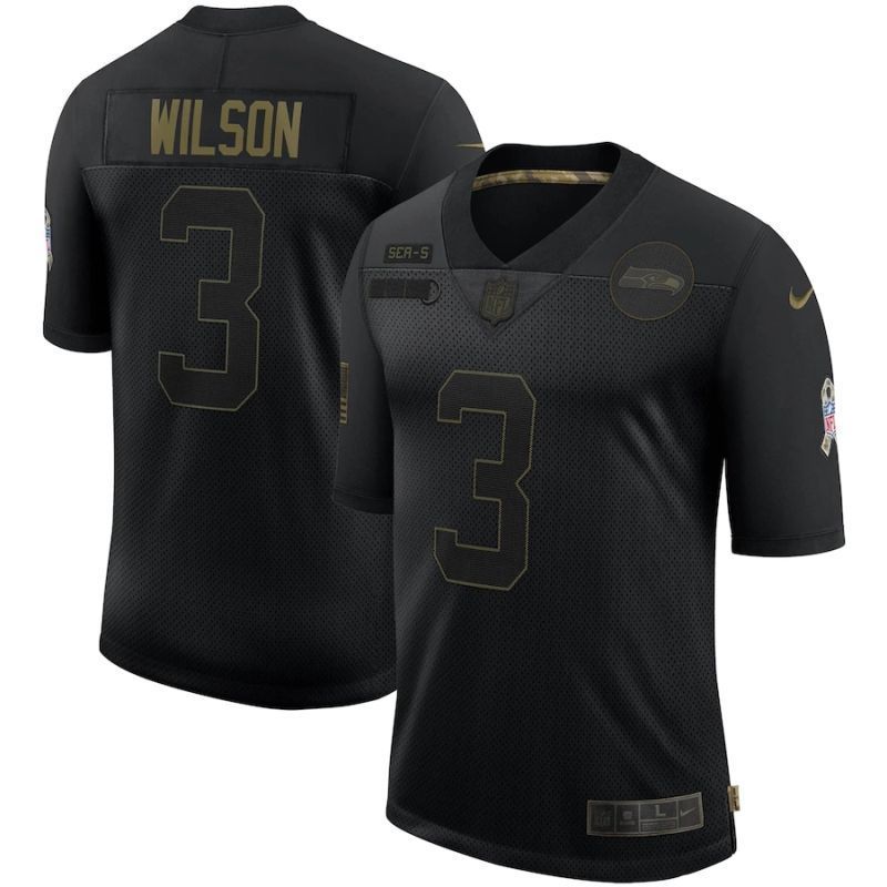 Seattle Seahawks Russell Wilson #3 Nfl 2020 Black Jersey