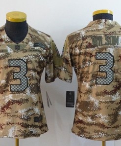 Seattle Seahawks Russell Wilson #3 Nfl 2020 Camo Brown Jersey