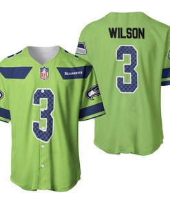 Seattle Seahawks Russell Wilson #3 Nfl American Football Green Color Rush Legend 3d Designed Allover Gift For Seahawks Fans Baseball Jersey
