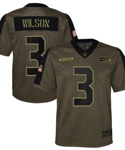 Seattle Seahawks Russell Wilson 3 Nfl Olive 2021 Salute To Service Game Men Jersey For Seahawks Fans
