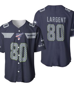 Seattle Seahawks Steve Largent #80 Nfl American Football Navy 100th Season 3d Designed Allover Gift For Seahawks Fans Baseball Jersey