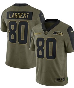 Seattle Seahawks Steve Largent 80 Nfl Olive 2021 Salute To Service Retired Player Men Jersey For Seahawks Fans