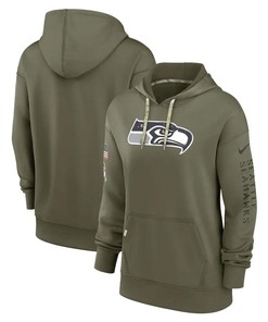 Seattle Seahawks Women's 2022 Salute To Service Performance Pullover Hoodie - Olive