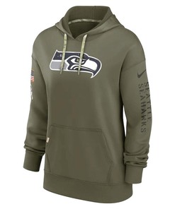 Seattle Seahawks Women's 2022 Salute To Service Performance Pullover Hoodie - Olive