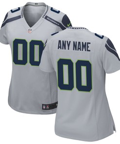 Seattle Seahawks Womens Alternate Custom Game Jersey Gray Custom Jerseys Nfl
