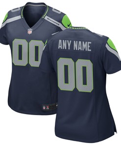 Seattle Seahawks Womens Custom Game Jersey - College Navy Custom Jerseys Nfl