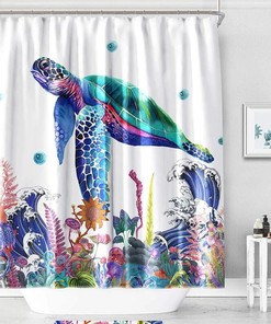Seaturtle Shower Curtain - 3D Ocean Animal Bath Curtain for Creative Bathroom Decor