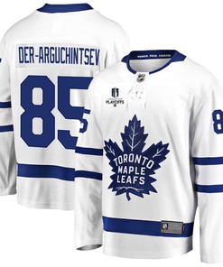 Semyon Der-Arguchintsev 85 Toronto Maple Leafs Stanley Cup 2023 Playoffs Patch Away Breakaway Men Jersey - White