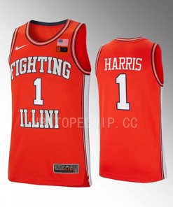 Sencire Harris 1 Illinois Fighting Illini Orange Jersey 2022-23 Retro Basketball