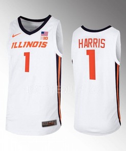 Sencire Harris 1 Illinois Fighting Illini White Jersey 2022-23 Home Basketball