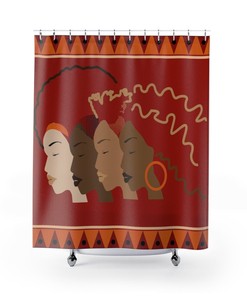 Serenity Profile Women's Shower Curtain with Natural Hair and African American Women's Faces 