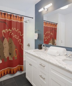 Serenity Profile Women's Shower Curtain with Natural Hair and African American Women's Faces
