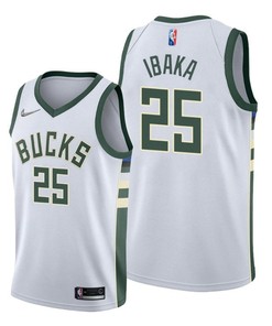 Serge Ibaka 25 Milwaukee Bucks 2022 Association Edition White Jersey Diamond Badge - Men Jersey