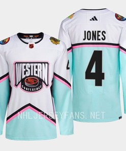 Seth Jones 4 Blackhawks 2023 All-Star Western Conference White Jersey