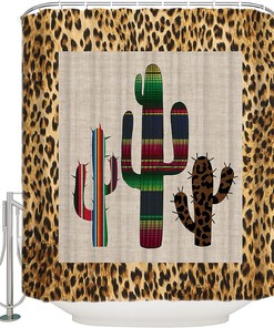 Sexy Leopard Print Cactus Shower Curtain - Home Decor Bathroom Curtain