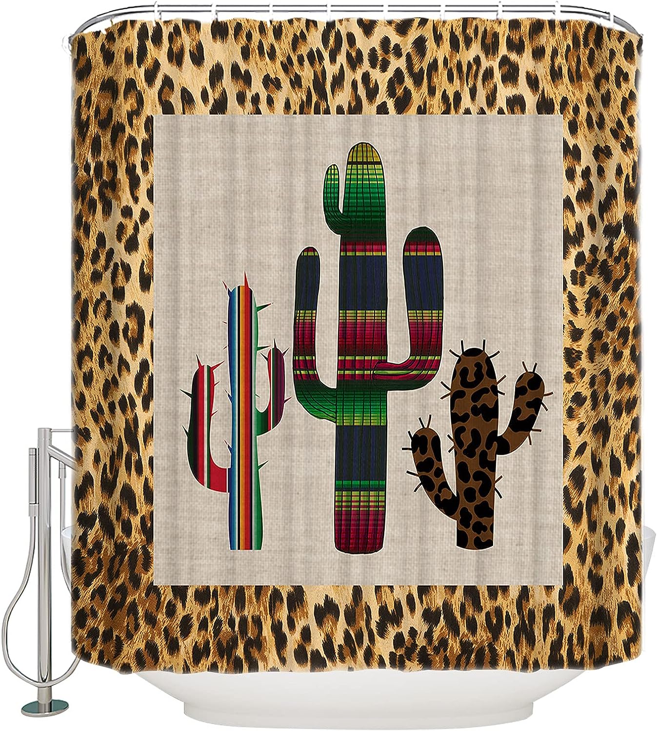 Sexy Leopard Print Cactus Shower Curtain - Home Decor Bathroom Curtain