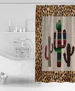 Sexy Leopard Print Cactus Shower Curtain - Home Decor Bathroom Curtain