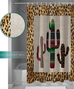 Sexy Leopard Print Cactus Shower Curtain - Home Decor Bathroom Curtain