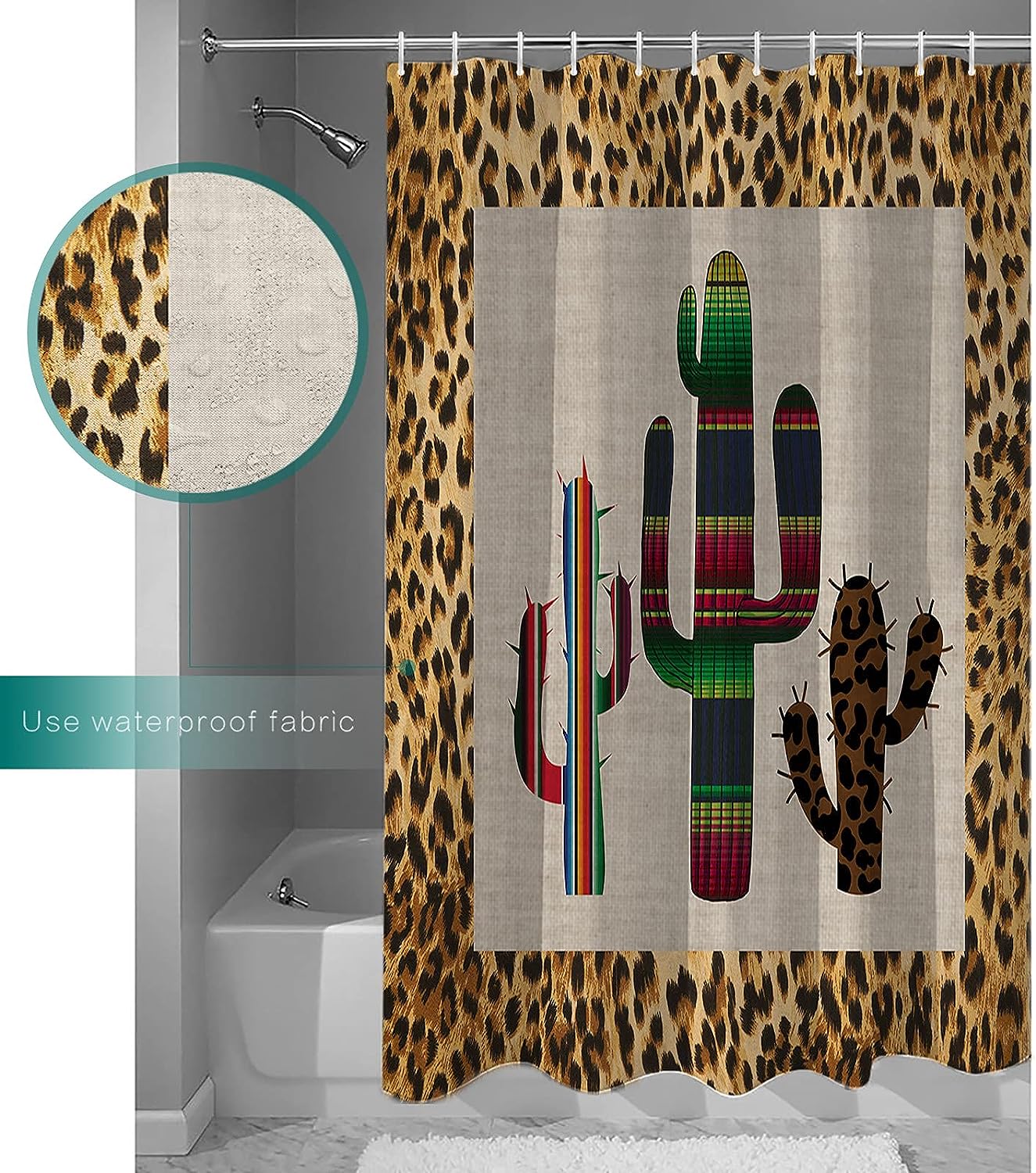 Sexy Leopard Print Cactus Shower Curtain - Home Decor Bathroom Curtain
