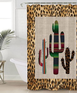 Sexy Leopard Print Cactus Shower Curtain - Home Decor Bathroom Curtain