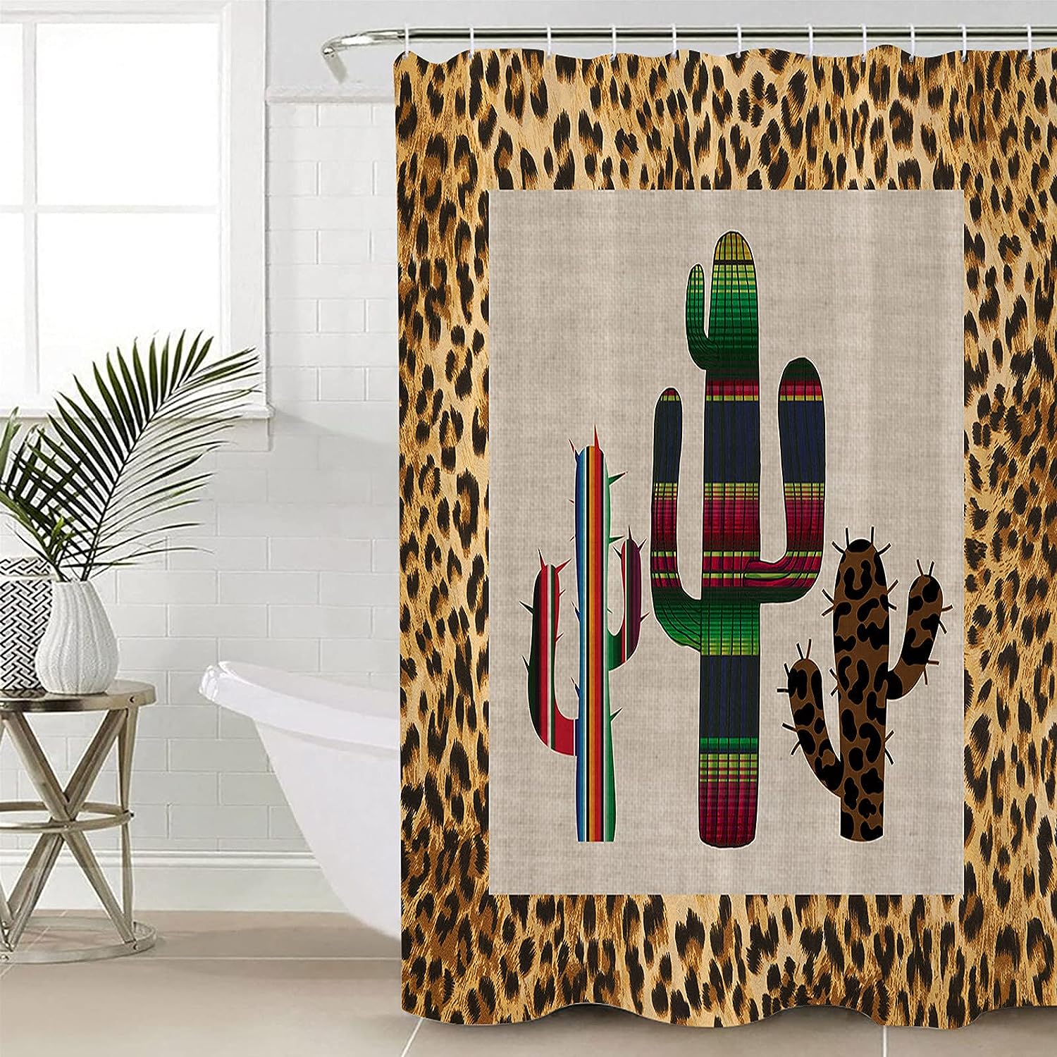 Sexy Leopard Print Cactus Shower Curtain - Home Decor Bathroom Curtain