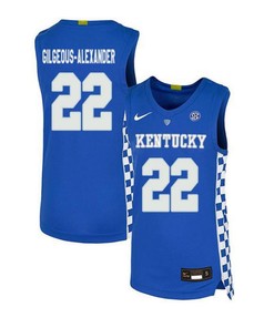Shai Gilgeous-Alexander 22 Kentucky Wildcats Elite Basketball Men Jersey - Royal Blue