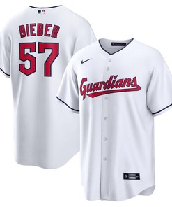 Shane Bieber 57 Cleveland Guardians Home Men Jersey - White