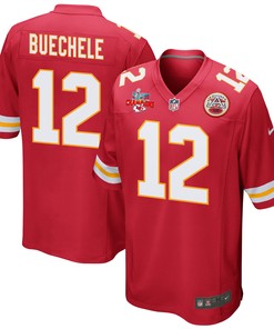 Shane Buechele 12 Kansas City Chiefs Super Bowl LVII Champions 3 Stars Men Game Jersey - Red