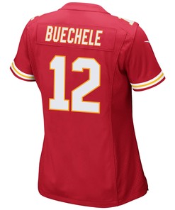Shane Buechele 12 Kansas City Chiefs Super Bowl LVII Champions 3 Stars Women Game Jersey - Red