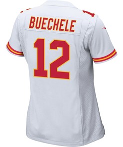 Shane Buechele 12 Kansas City Chiefs Super Bowl LVII Champions 3 Stars Women Game Jersey - White