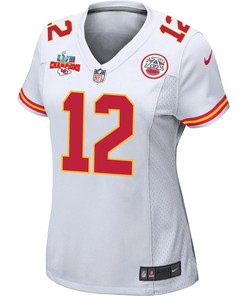 Shane Buechele 12 Kansas City Chiefs Super Bowl LVII Champions 3 Stars Women Game Jersey - White