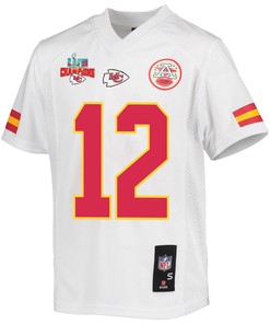 Shane Buechele 12 Kansas City Chiefs Super Bowl LVII Champions 3 Stars Youth Game Jersey - White