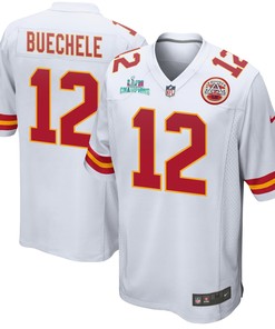 Shane Buechele 12 Kansas City Chiefs Super Bowl LVII Champions Men Game Jersey - White