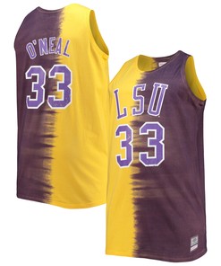 Shaquille Oneal Lsu Tigers Mitchell & Ness Big & Tall Player Tie-dye Jersey - Purple/gold Ncaa