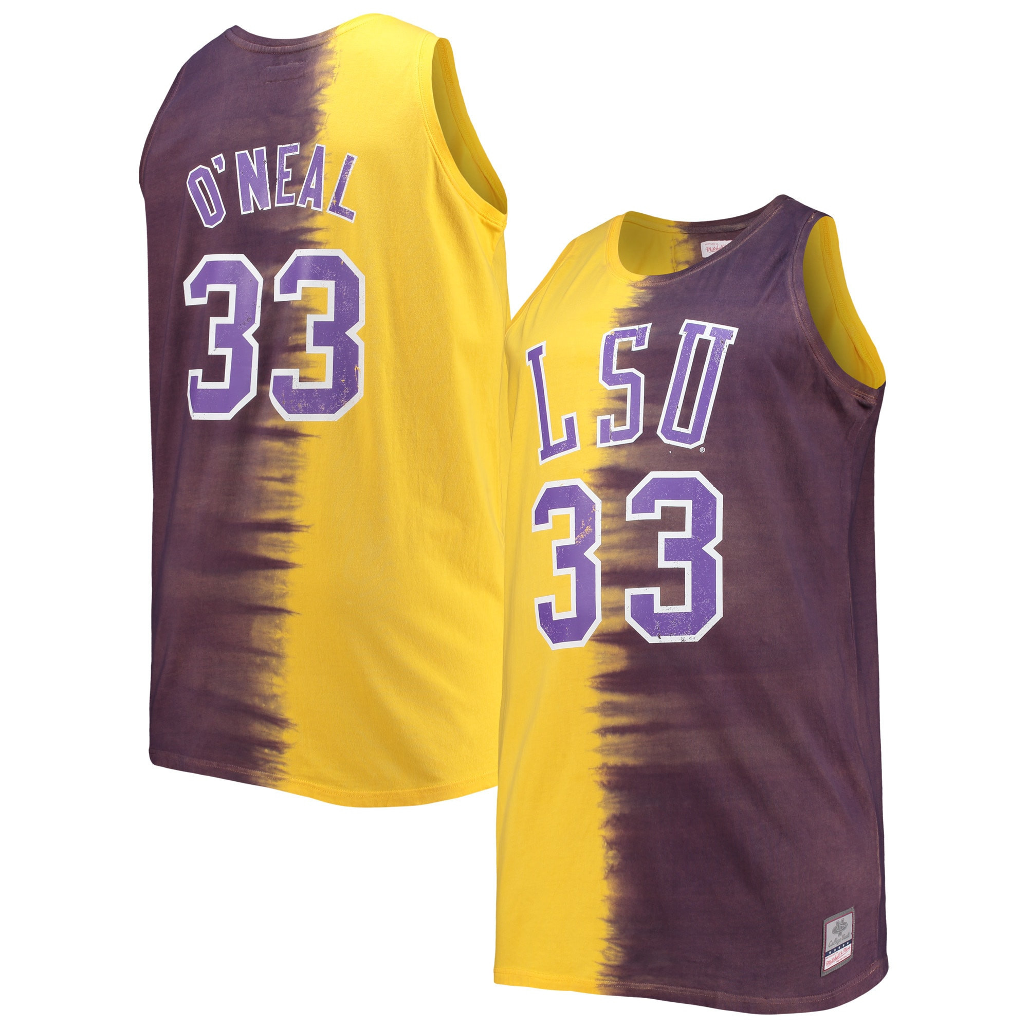 Shaquille Oneal Lsu Tigers Mitchell & Ness Big & Tall Player Tie-dye Jersey - Purple/gold Ncaa