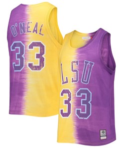 Shaquille Oneal Lsu Tigers Mitchell & Ness Name & Number Tie-dye Tank Top - Purple/gold Ncaa