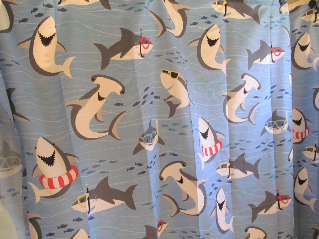 Shark Attack Shower Curtain for Cool and Unique Bathroom Decor Bluefink