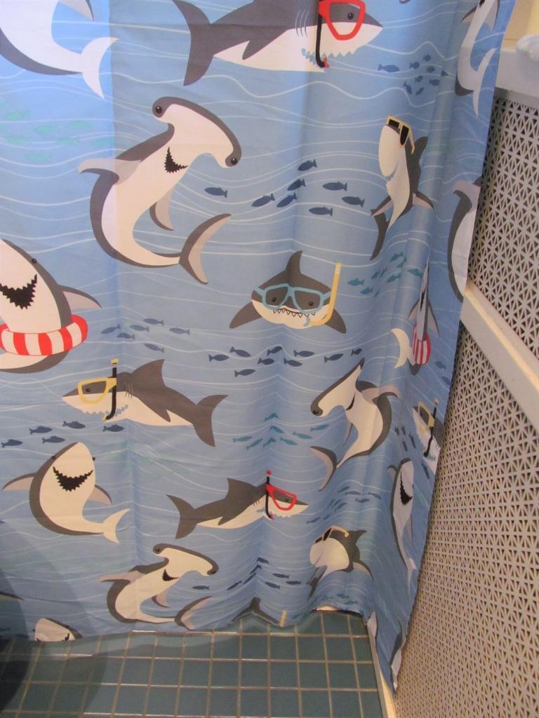 Shark Attack Shower Curtain for Cool and Unique Bathroom Decor Bluefink