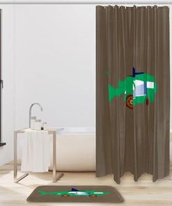 Shark Car Shower Curtain in Waterproof Fabric for Bathroom Decor