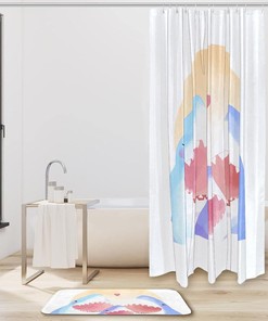 Shark Family Shower Curtain with Watercolor Print | Home Decor Bathroom Curtain