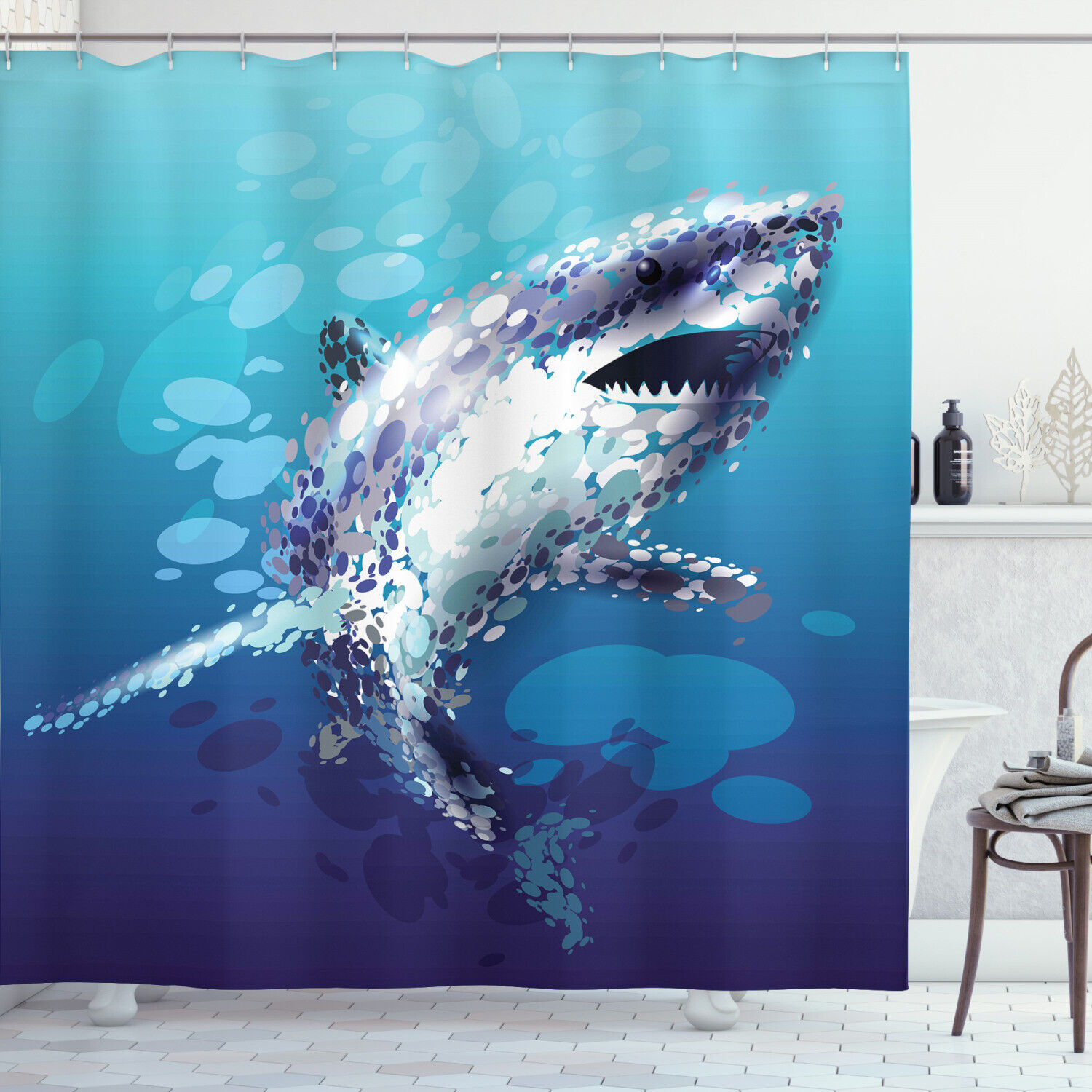 Shark Oceanlife Animal Print Shower Curtain - Bathroom Decor